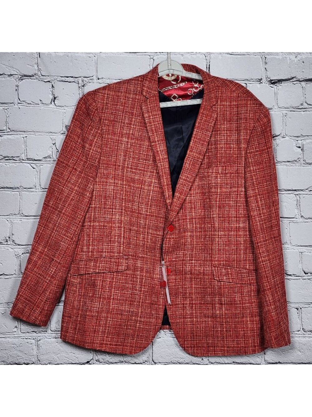 Elie Balleh Orange Tweed Sports Jacket, Men's XXXL, NWT